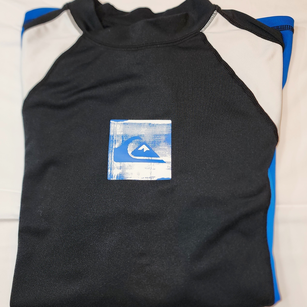 Quiksilver Black and Blue Long Sleeve Rash Guard Mens Size XL - Picture 3 of 7